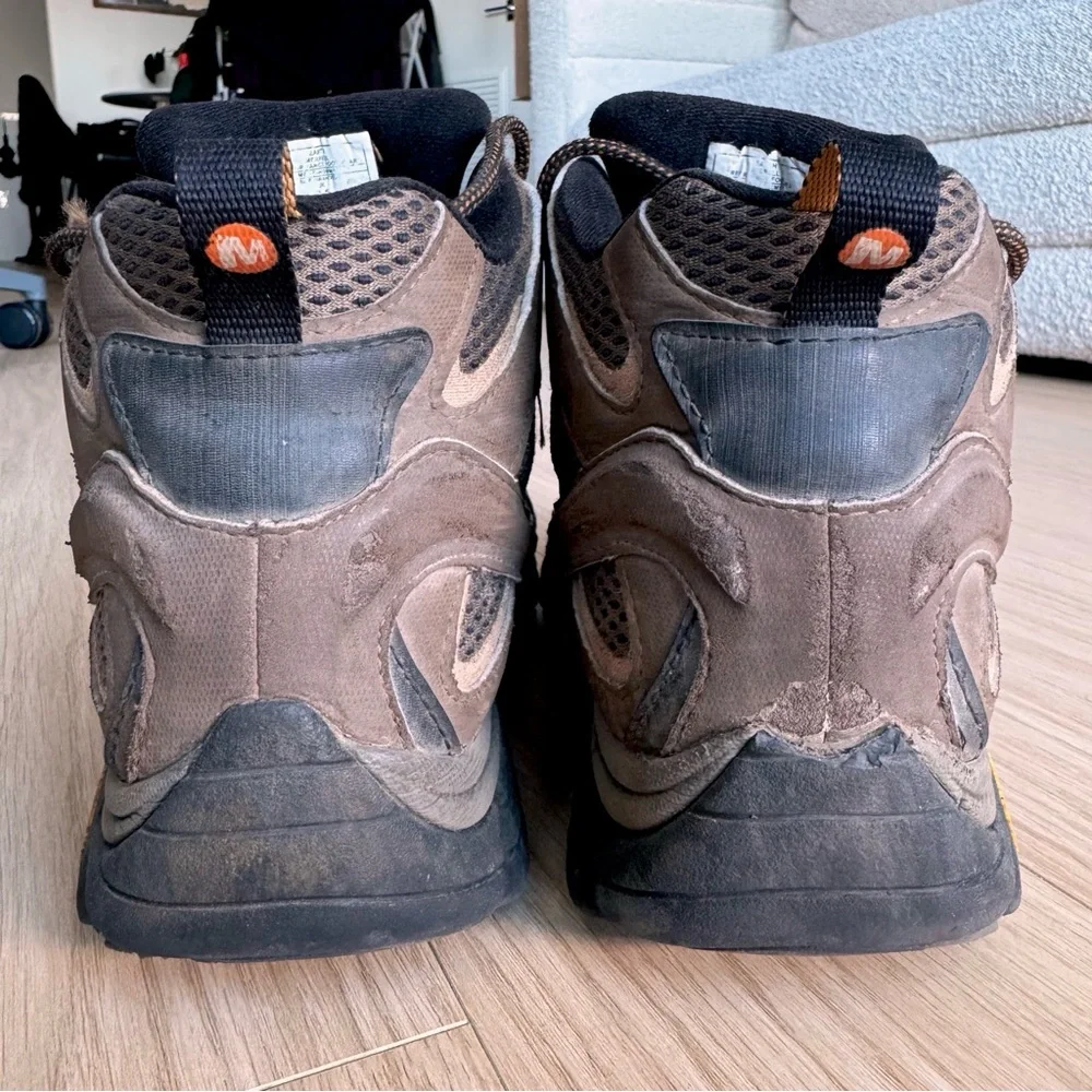 Merrell Dark Brown Hiking Boots Moab 3 Mid Waterproof Outdoor Gorpcore Size 10